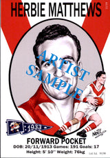 South Melbourne Swans 1933 Premiers Card Set by Noel