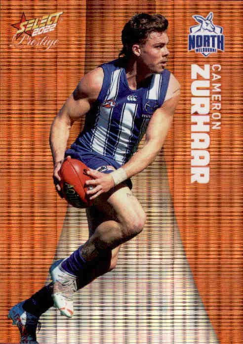 Cameron Zurhaar, #44/210, Orange Parallel, 2022 Select AFL Prestige