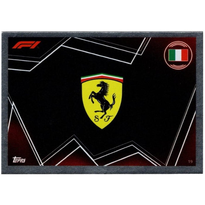 Ferrari Logo, #19, Silver Parallel, 2023 Topps Turbo Attax Formula 1 Racing