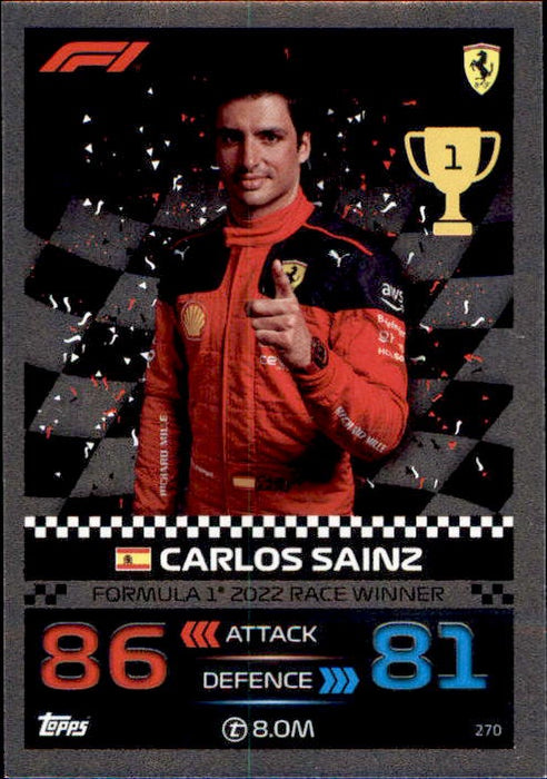 Carlos Sainz, #270, Silver Parallel, 2023 Topps Turbo Attax Formula 1 Racing