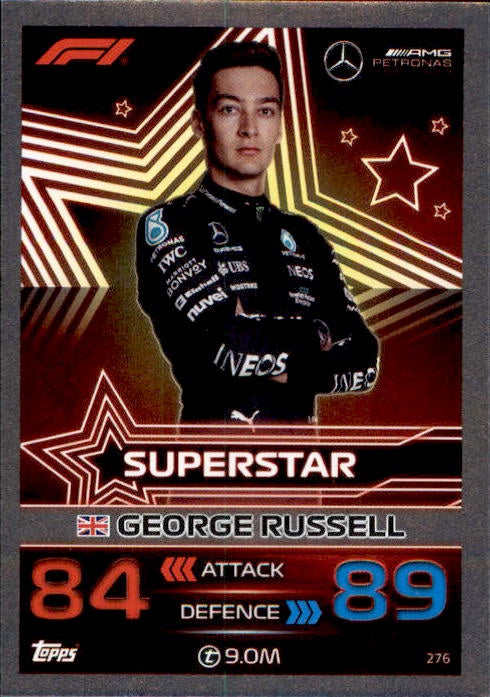 George Russell, #276, Silver Parallel, 2023 Topps Turbo Attax Formula 1 Racing