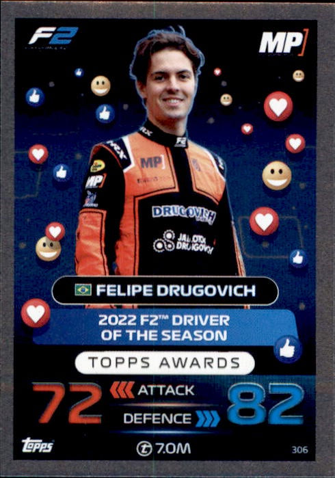 Felipe Drugovich, #306, Silver Parallel, 2023 Topps Turbo Attax Formula 1 Racing