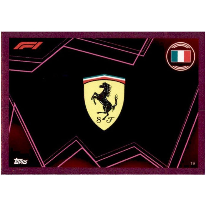 Ferrari Logo, #19, Pink Parallel, 2023 Topps Turbo Attax Formula 1 Racing