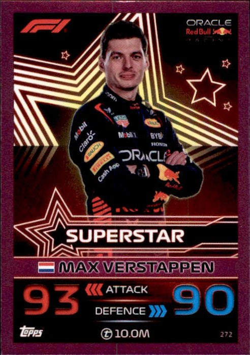 Max Verstappen, #272, Pink Parallel, 2023 Topps Turbo Attax Formula 1 Racing