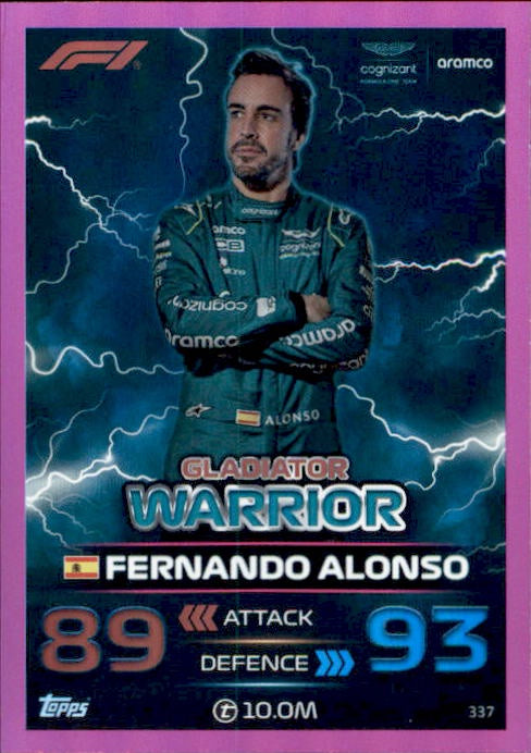 Fernando Alonso, #337, Pink HOLOFOIL, 2023 Topps Turbo Attax Formula 1 Racing