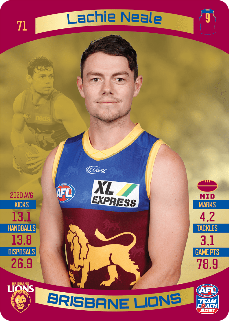 Lachie Neale, Gold, 2021 Teamcoach AFL