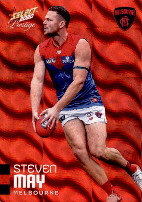 Steven May, Red Parallel, 2020 Select AFL PRESTIGE Footy Stars