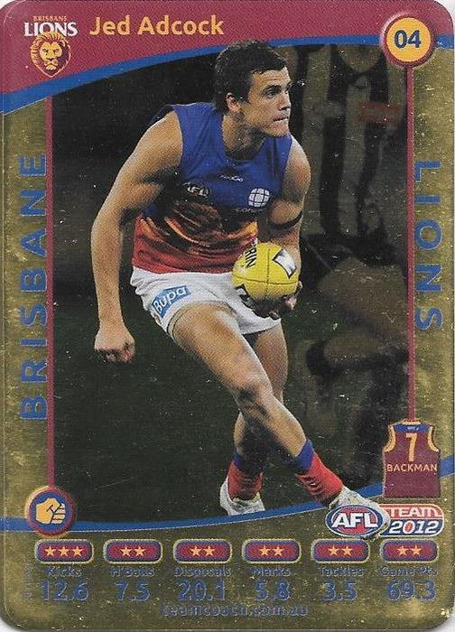 Jed Adcock, Gold, 2012 Teamcoach AFL