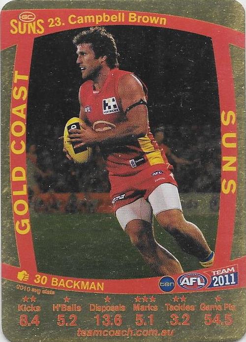 Campbell Brown, Gold, 2011 Teamcoach AFL