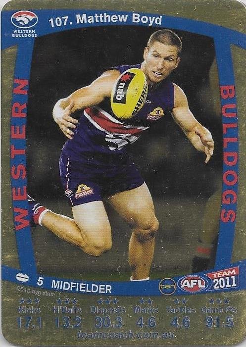 Matthew Boyd, Gold, 2011 Teamcoach AFL