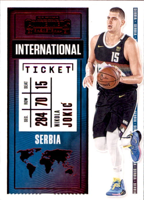Nikola Jokic, Red Foil International, 2020-21 Panini Contenders Basketball NBA