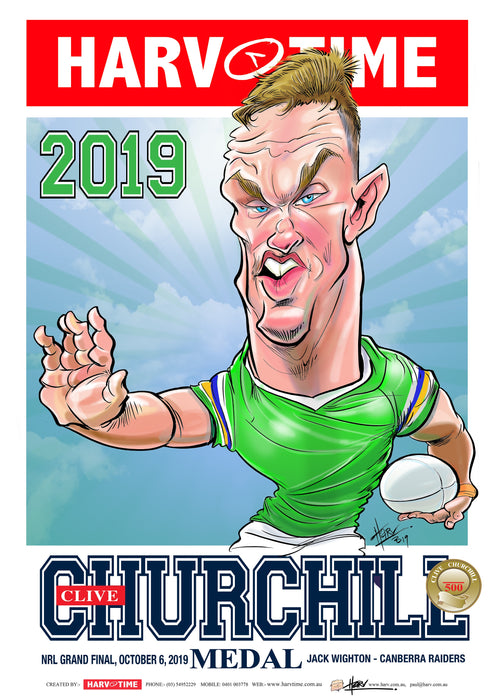 Jack Wighton, 2019 Churchill Medal, Harv Time Poster