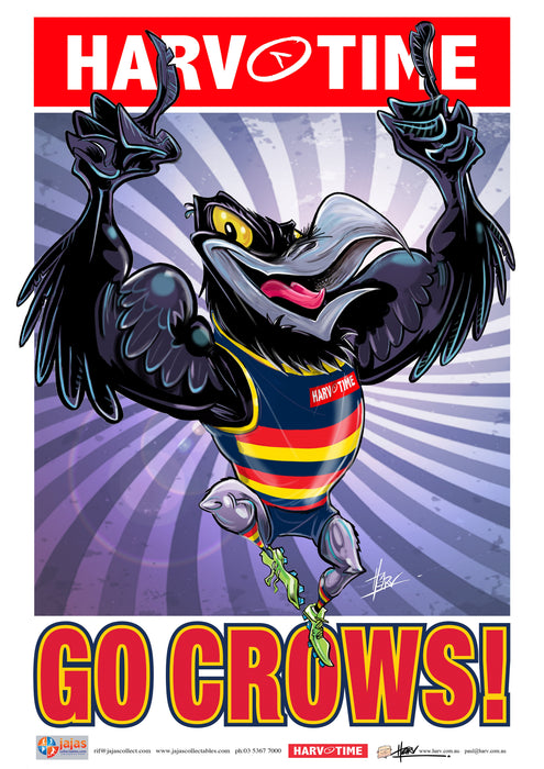 Adelaide Crows, Mascot Print Harv Time Poster (2021)