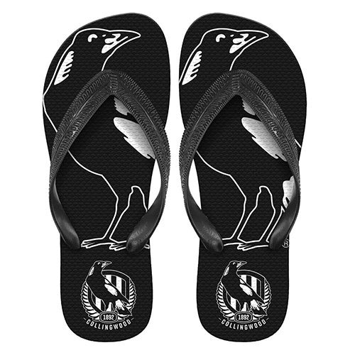 Collingwood Magpies THONGS - BLACK - Sizes S, M, L