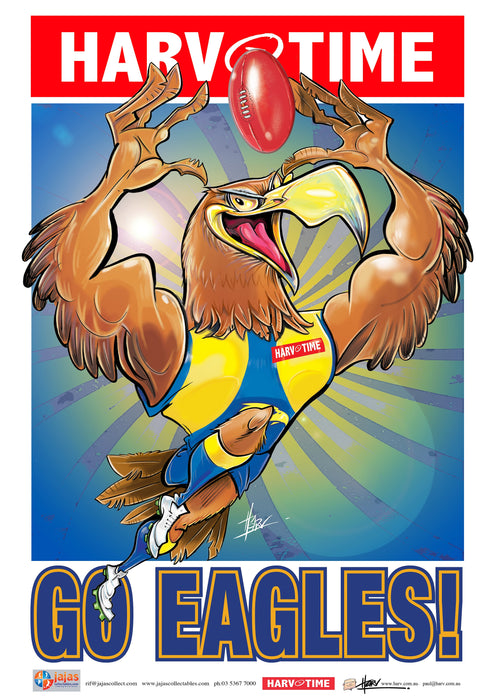 West Coast Eagles, Mascot Print Harv Time Poster (2021)