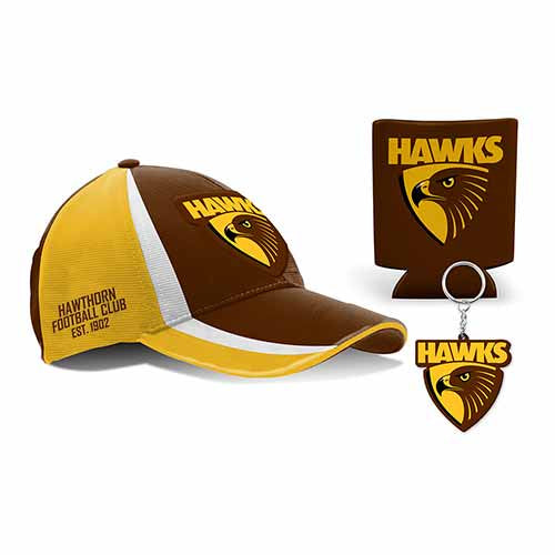 Hawthorn Hawks Cap, Can Cooler & Keyring Gift Box