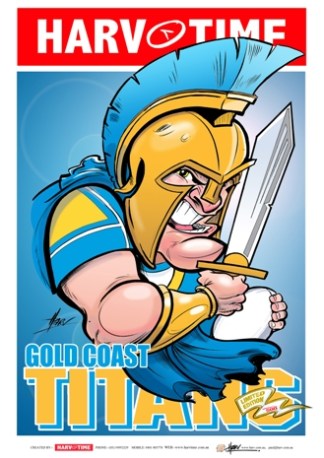 Gold Coast Titans, NRL Mascot Harv Time Poster