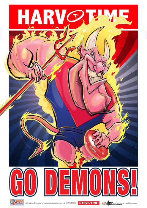 Melbourne Demons, Mascot Print Harv Time Poster (2021)