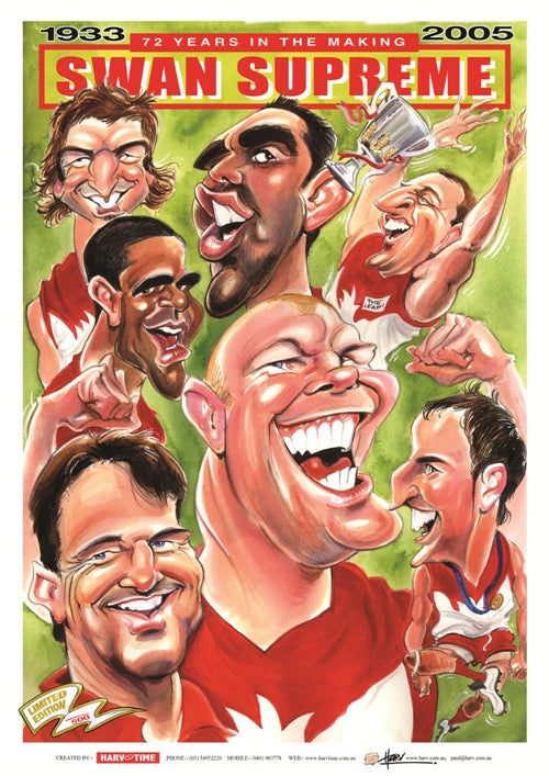 Sydney Swans, Swan Supreme, Premiers, Harv Time Poster