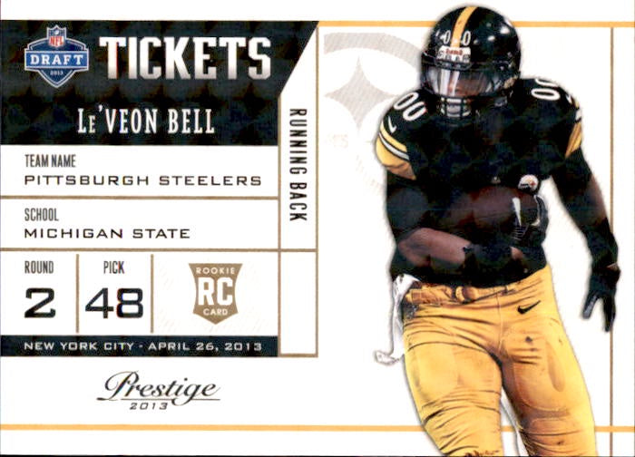 Le'Veon Bell, RC, Tickets /100, 2013 Panini Prestige Football NFL