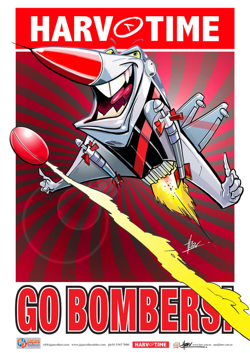 Essendon Bombers Mascot Print, Harv Time Poster (2021)