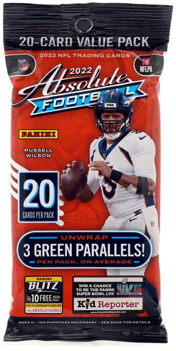 2022 Panini Absolute Football NFL, 20 card VALUE Fat Pack