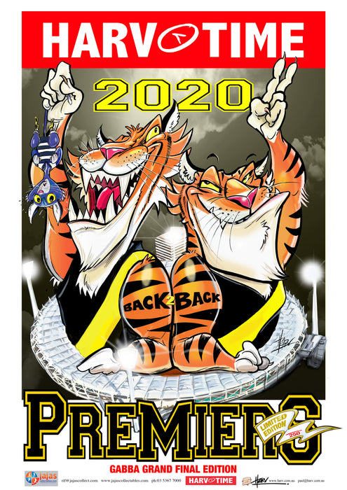 Richmond Tigers 2020 AFL Premiers Game Day Harv Time Poster