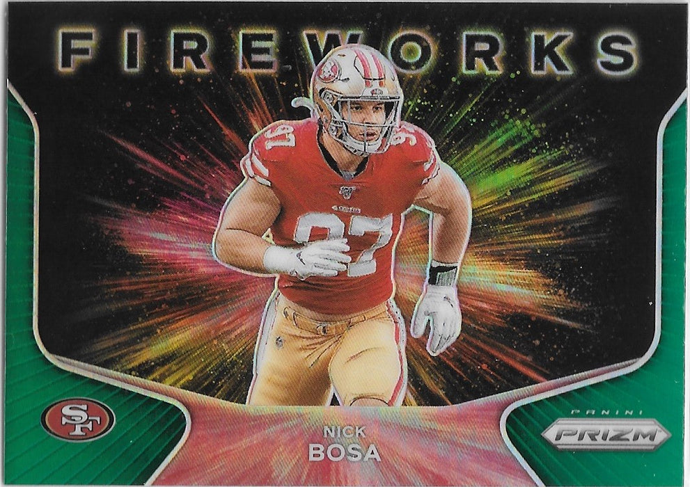 Nick Bosa, Green Fireworks, 2020 Panini Prizm Football NFL