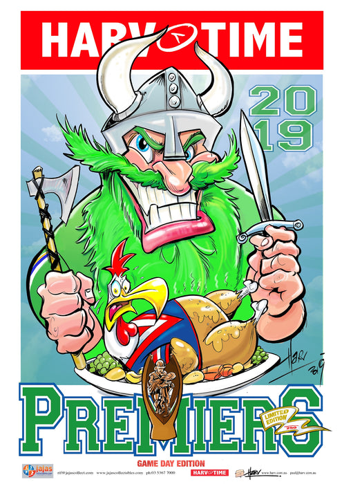 Canberra Raiders, 2019 NRL Premiers Game Day Harv Time Poster
