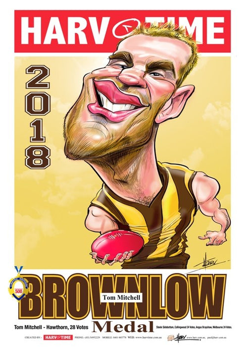 Tom Mitchell, 2018 Brownlow Harv Time Poster