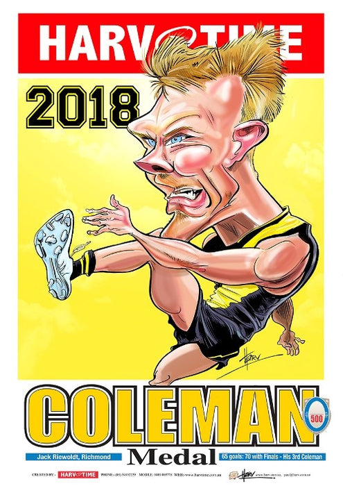 Jack Riewoldt, 2018 Coleman Medallist, Harv Time Poster