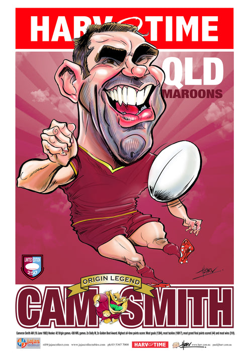 Cameron Smith, State of Origin QLD Maroons, Harv Time Poster