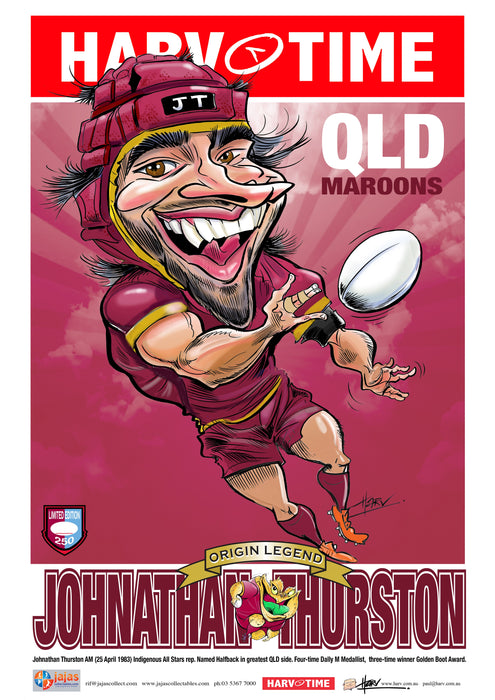 Johnathan Thurston, State of Origin QLD Maroons, Harv Time Poster