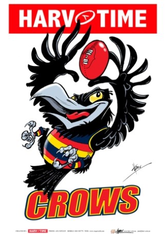 Adelaide Crows, Mascot Print Harv Time Poster