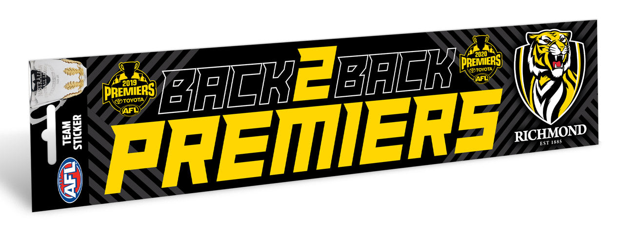 Back to Back Richmond Tigers 2020 AFL Premiers Bumper Sticker