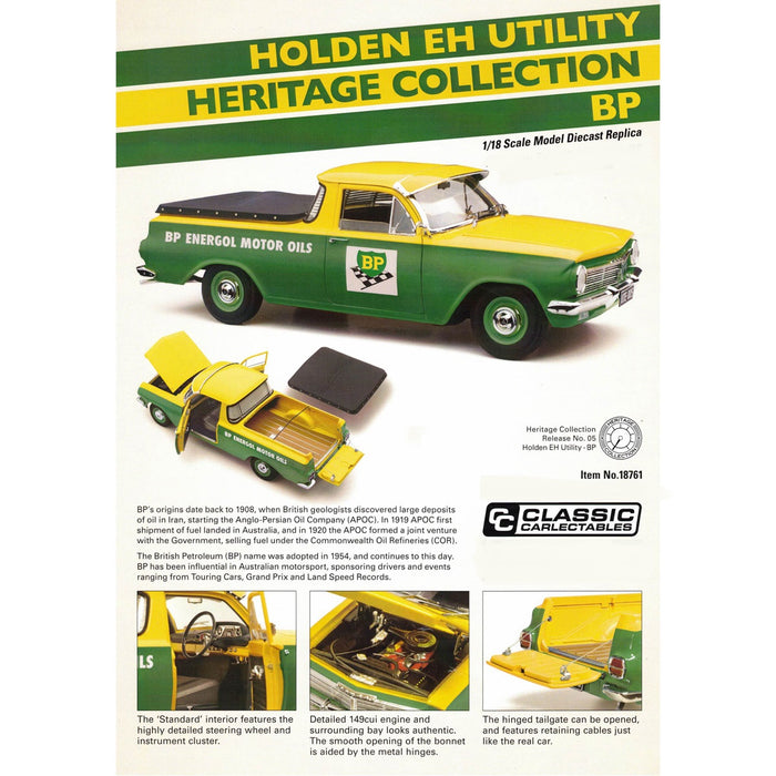 Classic Carlectables Holden EH Utility, Heritage Collection, BP, 1:18 Diecast Model Car
