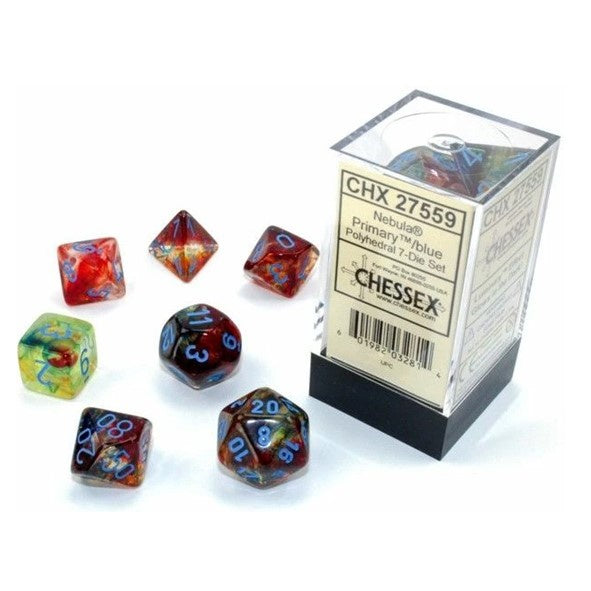 CHX 27559 Nebula Polyhedral Primary/Blue Luminary 7-Die Set