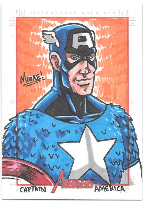 Captain America, SketchaFEX Sketch Card, 2011 Rittenhouse Marvel Avengers by Moore