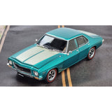GOLD RIMS: Turquoise Holden HQ GTS 4 Door Monaro, 308 GTS, 1:24 Diecast Car