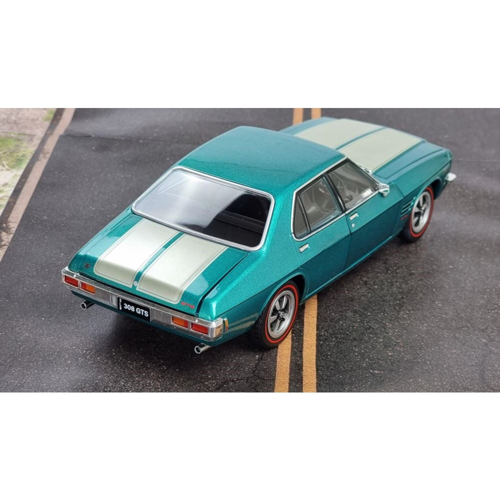 GOLD RIMS: Turquoise Holden HQ GTS 4 Door Monaro, 308 GTS, 1:24 Diecast Car