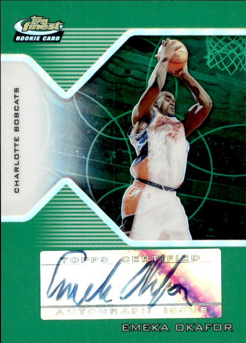 Emeka Okafor, RC, Autograph Issue Green Refractor, 2004-05 Topps Finest Basketball