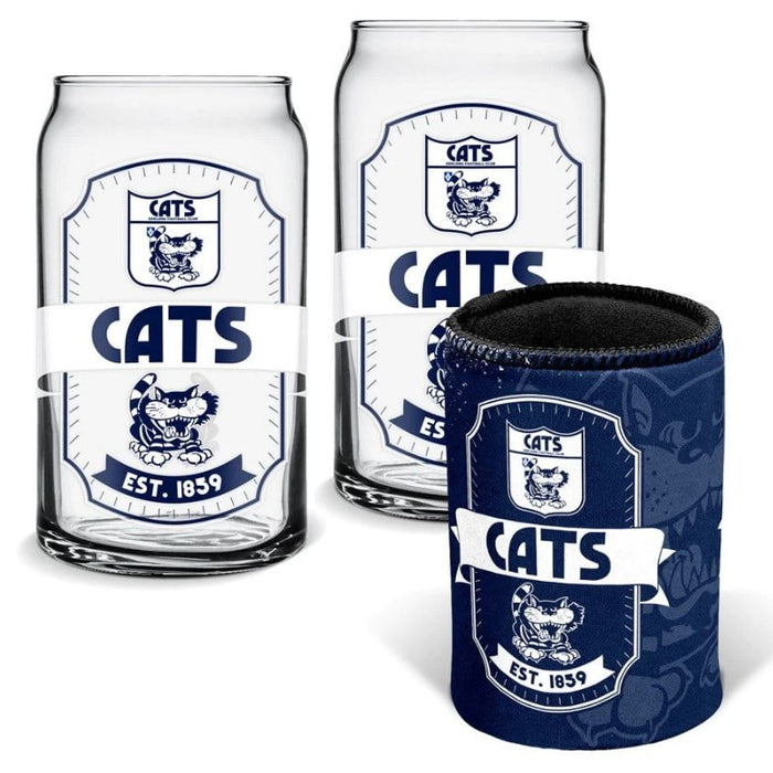 Geelong Cats AFL Can Glasses & Can Cooler