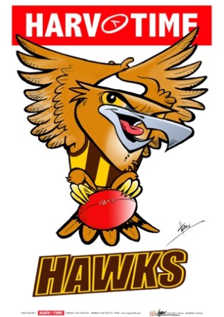 Hawthorn Hawks, Mascot Print Harv Time Poster