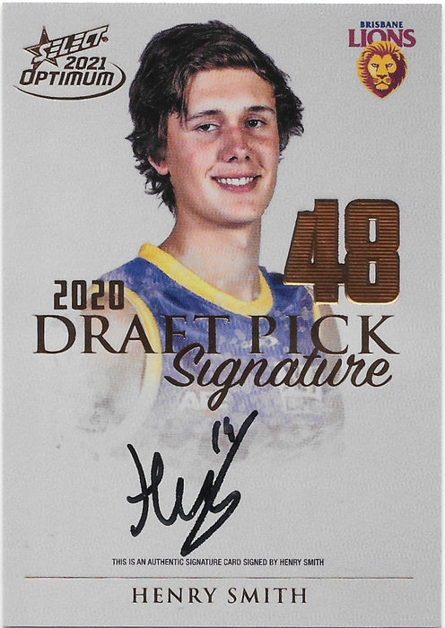 Henry Smith, Copper Draft Pick Signatures, 2021 Select AFL Optimum