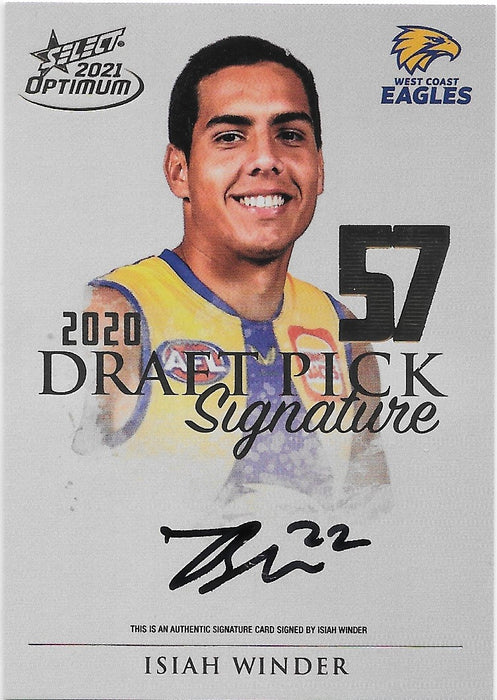 Isiah Winder, Gold Draft Pick Signatures, 2021 Select AFL Optimum