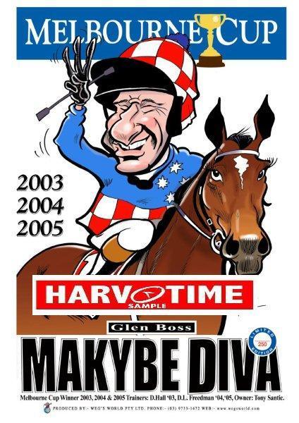 Makybe Diva, Melbourne Cup, Harv Time Poster