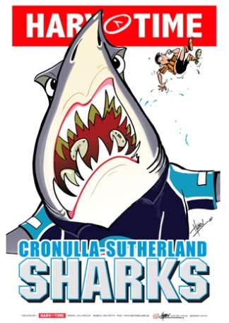 Cronulla Sharks, NRL Mascot Print Harv Time Poster