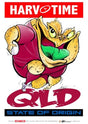 State of Origin Queensland Maroons, NRL Mascot Print Harv Time Poster