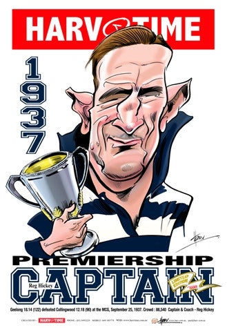 Reg Hickey, 1937 Premiership Captain, Harv Time Poster