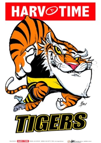 Richmond Tigers Mascot Print, Harv Time Poster